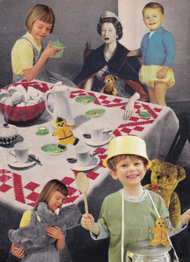 Colagens intitulada "Tea time" por Emilie Desault, Obras de arte originais, Colagens