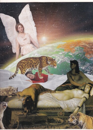 Collages intitulée "Sleeping" par Emilie Desault, Œuvre d'art originale, Collages