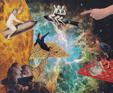 Colagens intitulada "Flying" por Emilie Desault, Obras de arte originais, Colagens