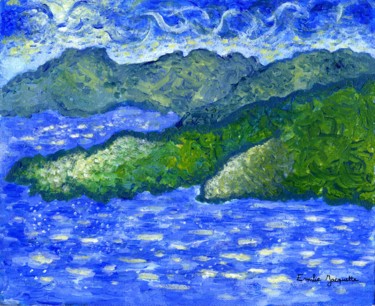 Peinture intitulée "Falaise, ciel et me…" par Emilie Jacquette, Œuvre d'art originale