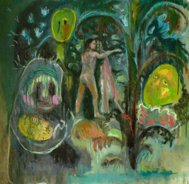 Peinture intitulée "Les marcheurs d'omb…" par Emilie Lagarde, Œuvre d'art originale