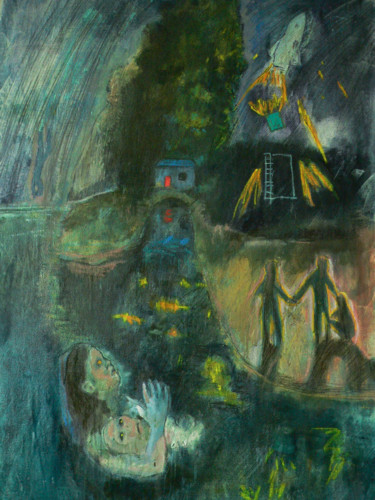 Peinture intitulée "Tracer le sillage" par Emilie Lagarde, Œuvre d'art originale