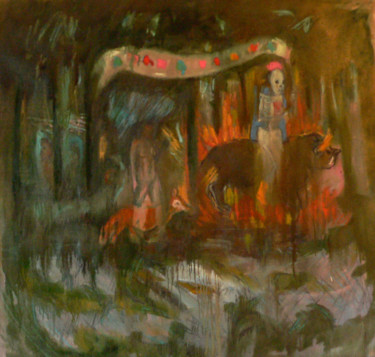 Peinture intitulée "L'étendard" par Emilie Lagarde, Œuvre d'art originale