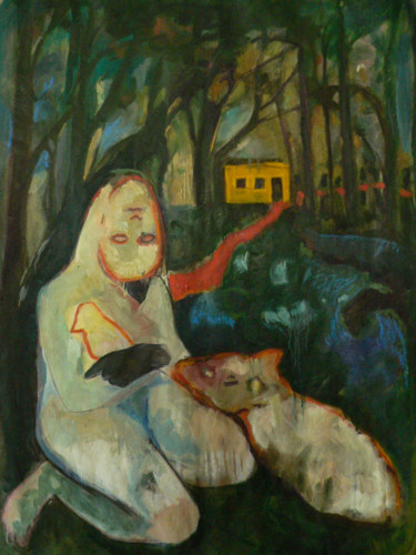 Peinture intitulée "La dame blanche" par Emilie Lagarde, Œuvre d'art originale