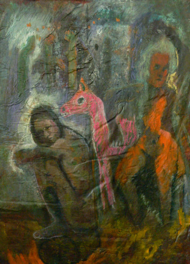 Peinture intitulée "discussion" par Emilie Lagarde, Œuvre d'art originale