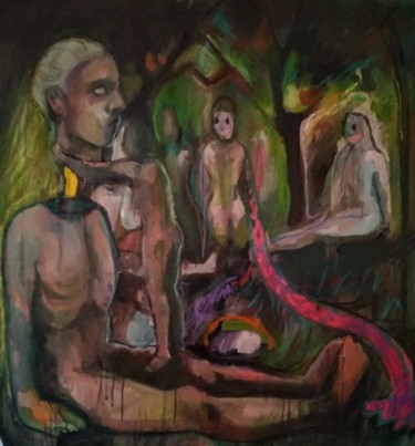 Peinture intitulée "les parts renouvela…" par Emilie Lagarde, Œuvre d'art originale