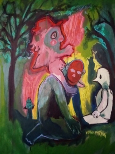 Peinture intitulée "la chevauchée immob…" par Emilie Lagarde, Œuvre d'art originale