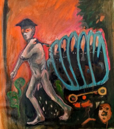 Peinture intitulée "Le chariot" par Emilie Lagarde, Œuvre d'art originale