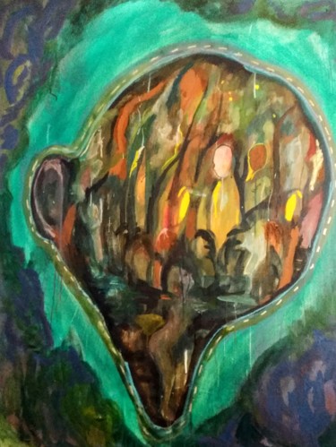 Peinture intitulée "Dériver à la fronti…" par Emilie Lagarde, Œuvre d'art originale, Tempera