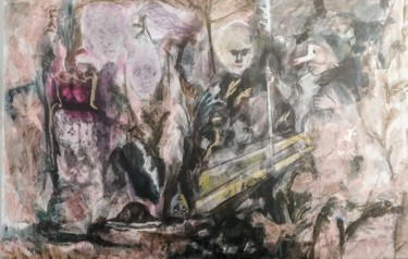 Peinture intitulée "A Tâtons" par Emilie Lagarde, Œuvre d'art originale, Fusain