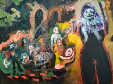 Peinture intitulée "Procession" par Emilie Lagarde, Œuvre d'art originale, Huile Monté sur Châssis en bois