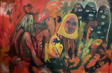 Painting titled "Ding Dong" by Emilie Lagarde, Original Artwork, Tempera
