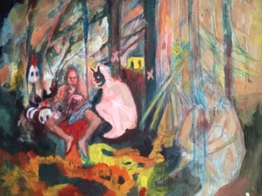 Painting titled "Se nourrir des rest…" by Emilie Lagarde, Original Artwork, Tempera