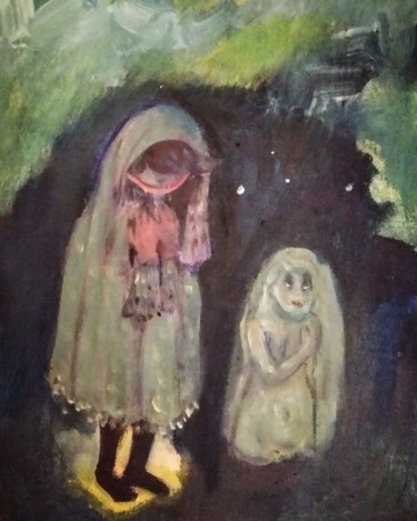 Peinture intitulée "la pleureuse" par Emilie Lagarde, Œuvre d'art originale, Tempera