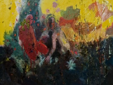 Painting titled "Rencontre" by Emilie Lagarde, Original Artwork, Tempera