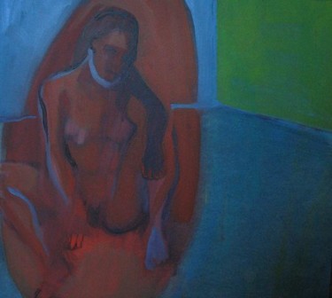 Painting titled "femme-rouge-bleue1.…" by Emilie Lagarde, Original Artwork