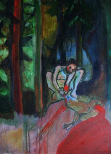 Peinture intitulée "chasse_au_chevreuil…" par Emilie Lagarde, Œuvre d'art originale