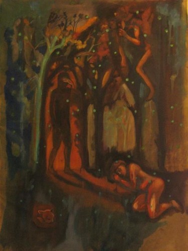 Peinture intitulée "lhommerentreetleslu…" par Emilie Lagarde, Œuvre d'art originale
