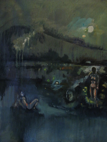 Peinture intitulée "le lac" par Emilie Lagarde, Œuvre d'art originale