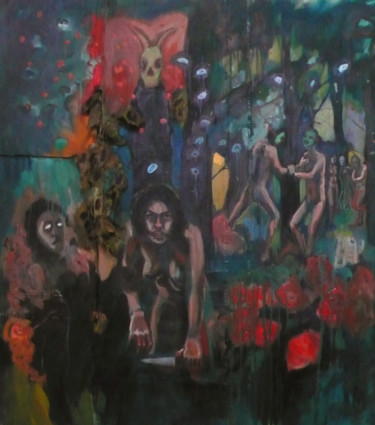 Peinture intitulée "Les vertus de la pa…" par Emilie Lagarde, Œuvre d'art originale, Huile