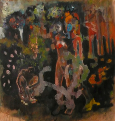 Peinture intitulée "Les osselets" par Emilie Lagarde, Œuvre d'art originale, Huile