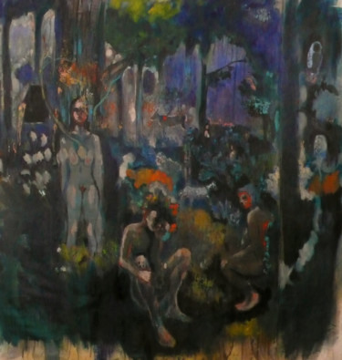 Peinture intitulée "Grouiller le soir" par Emilie Lagarde, Œuvre d'art originale, Huile