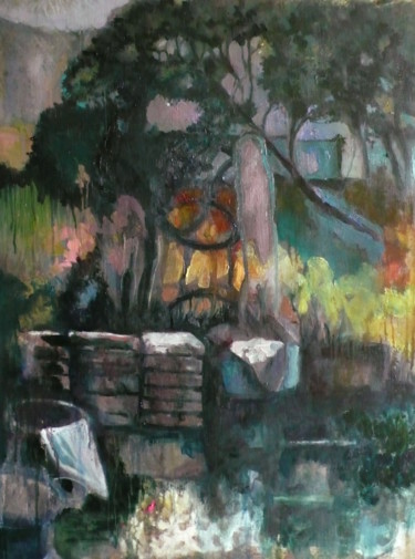 Painting titled "Le puits" by Emilie Lagarde, Original Artwork