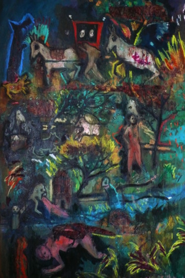 Painting titled "Feu de prairie" by Emilie Lagarde, Original Artwork