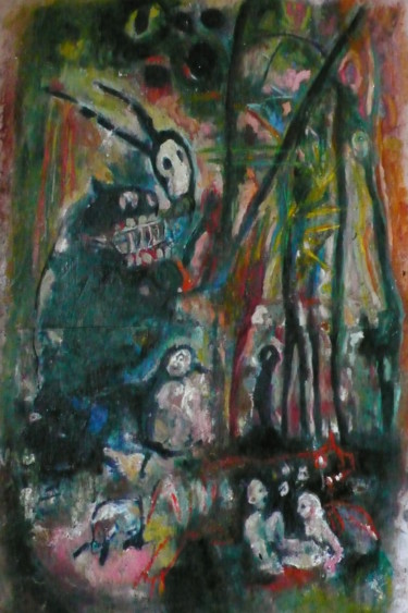 Peinture intitulée "Le grand dévoreur" par Emilie Lagarde, Œuvre d'art originale