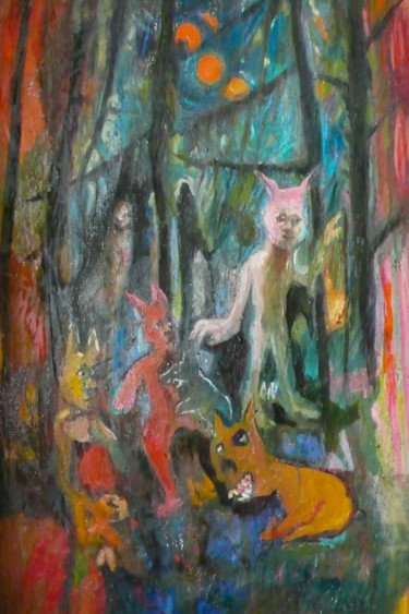 Peinture intitulée "Le rire du chien ja…" par Emilie Lagarde, Œuvre d'art originale