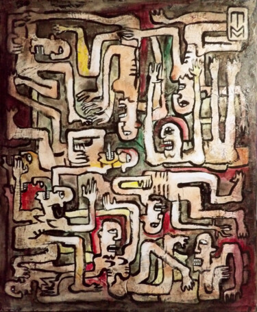 Painting titled "Histeria Symphonica" by Emilie Mota-Maldonado, Original Artwork, Pigments Mounted on Wood Stretcher frame