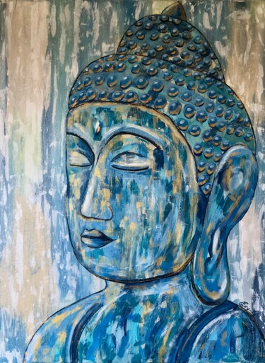 Картина под названием "Bouddha bleu" - Emilie Neuillie (Emy-Ly-Art), Подлинное произведение искусства, Акрил Установлен на Д…