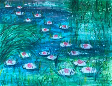 Painting titled "Nénuphars" by Emilie Neuillie (Emy-Ly-Art), Original Artwork, Acrylic