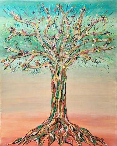Painting titled "Arbre de vie Automn…" by Emilie Neuillie (Emy-Ly-Art), Original Artwork, Acrylic Mounted on Wood Stretcher…