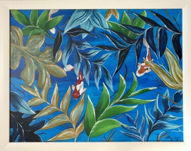 Painting titled "Trois poissons roug…" by Emilie Neuillie (Emy-Ly-Art), Original Artwork, Oil