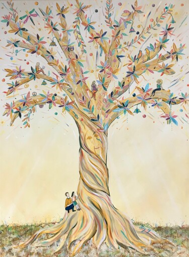 Painting titled "Arbre de vie symbol…" by Emilie Neuillie (Emy-Ly-Art), Original Artwork, Acrylic Mounted on Wood Stretcher…