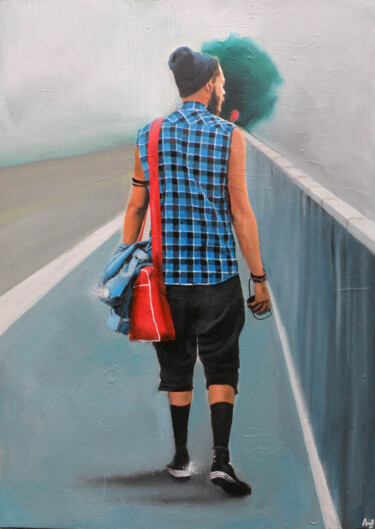 "Bleu Brouillard" başlıklı Tablo Emilie Pannier tarafından, Orijinal sanat, Petrol