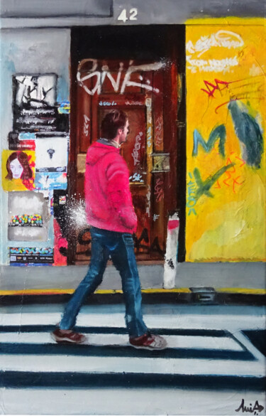 Peinture intitulée "Jeune homme à la ve…" par Emilie Pannier, Œuvre d'art originale, Huile