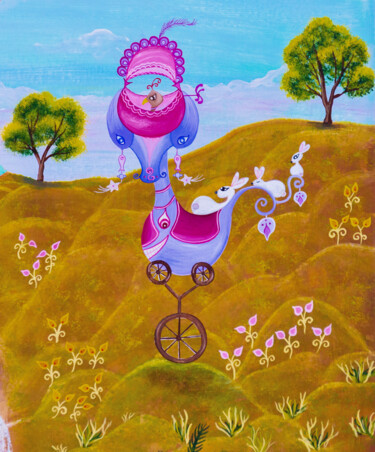 Картина под названием "L'équilibriste / Th…" - Émilie Pauly, Подлинное произведение искусства, Гуашь