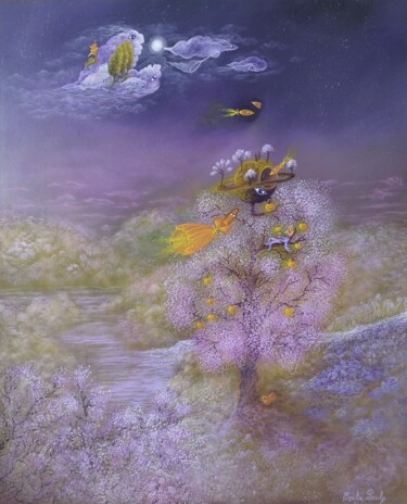 Malerei mit dem Titel "Forêt galactique /…" von Émilie Pauly, Original-Kunstwerk, Acryl