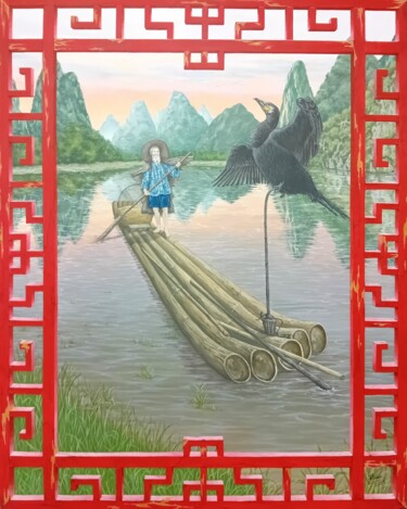 Malerei mit dem Titel "Inspiration Vietnam" von Émilie Pineau, Original-Kunstwerk, Acryl Auf Keilrahmen aus Holz montiert