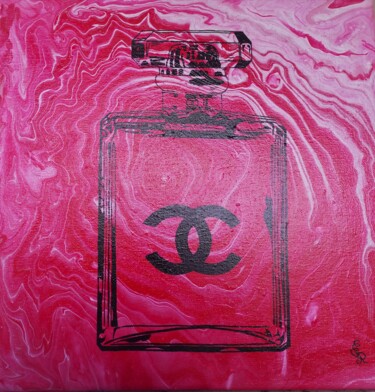 Painting titled "Roses Chanel" by Emilie Ruffat, Original Artwork, Acrylic