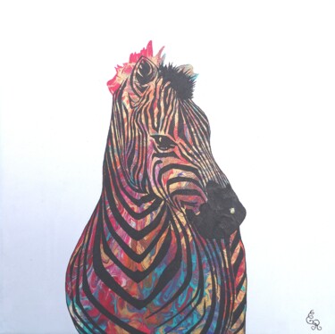 Painting titled "Zebra" by Emilie Ruffat, Original Artwork, Watercolor