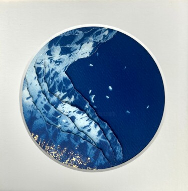 Painting titled "Cyanotype Lumière" by Émilie Singy, Original Artwork, Non Manipulated Photography Mounted on Cardboard