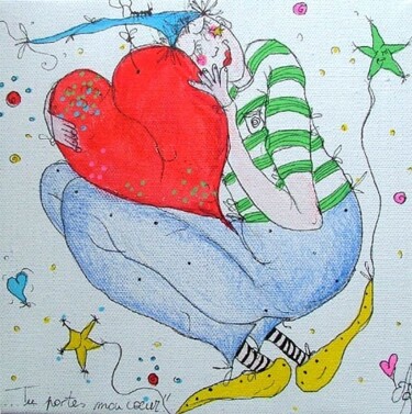 Peinture intitulée "Tu portes mon coeur" par Emilie Teillaud, Œuvre d'art originale
