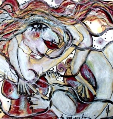 Painting titled "Du coeur, une femme." by Emilie Teillaud, Original Artwork