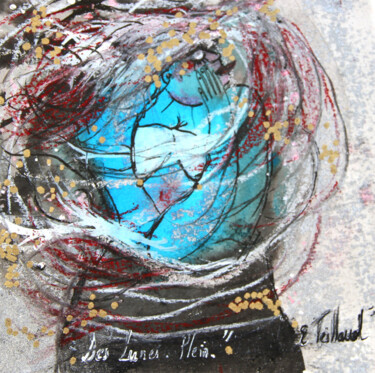 Dessin intitulée "Des Lunes. Plein" par Emilie Teillaud, Œuvre d'art originale