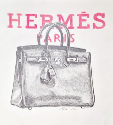 Рисунок под названием "Sac Hermes" - Émilie Zahno, Подлинное произведение искусства, Карандаш