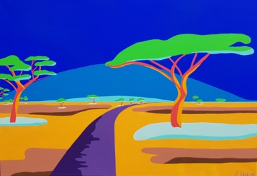 Картина под названием "Serengeti" - Emilie Chêne, Подлинное произведение искусства, Акрил Установлен на Деревянная рама для…
