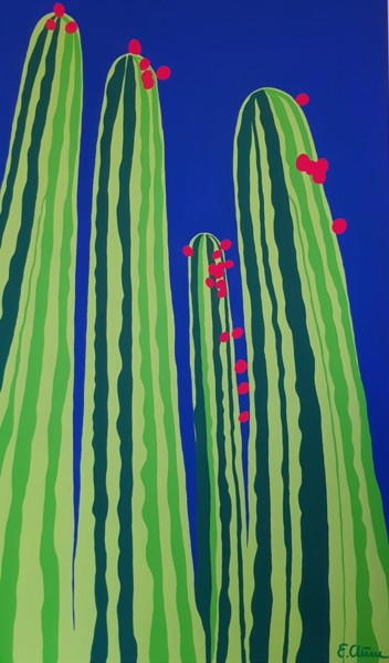 Картина под названием "Cardones de Baja" - Emilie Chêne, Подлинное произведение искусства, Акрил Установлен на Деревянная ра…